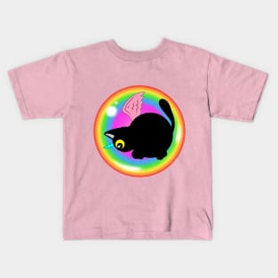 Kitty in rainbow bubble Kids T-Shirt